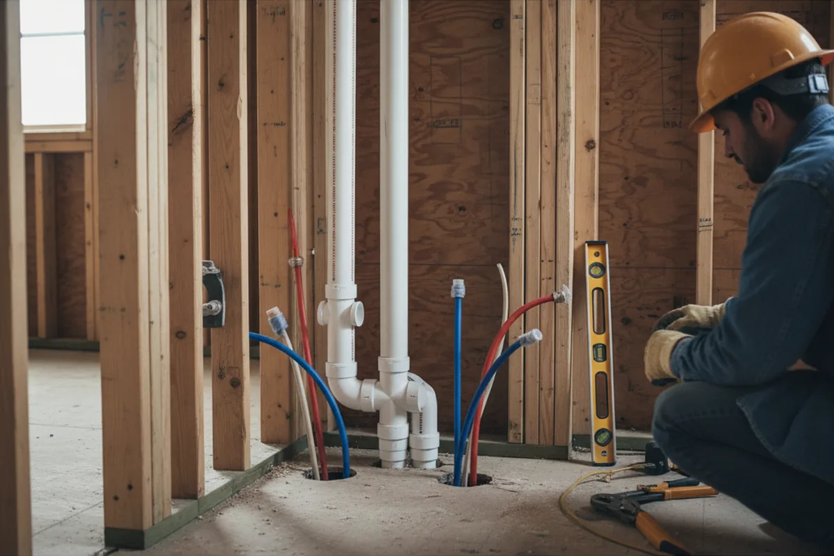 Drain and supply rough-in during Garbage Disposal Repair in Clinton Corners