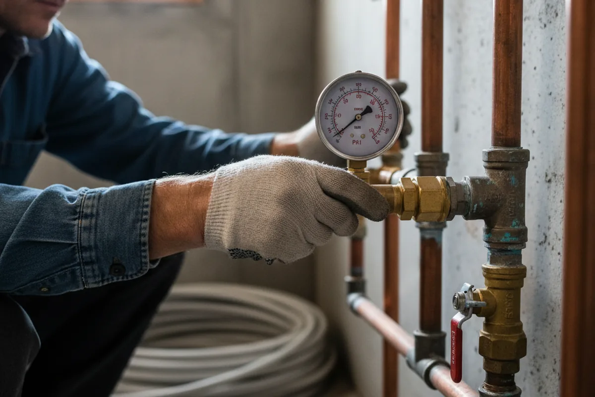 Pressure testing a repaired line during Water Line Repair in Clinton Corners